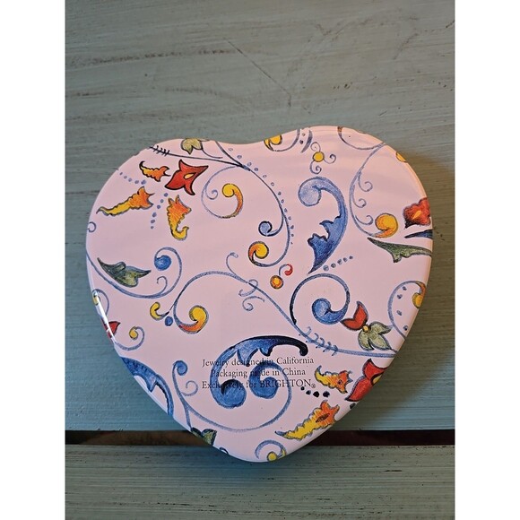 Brighton Tin - Blue Yellow White, High End Collectible, Empty Jewelry Container - Picture 3 of 5